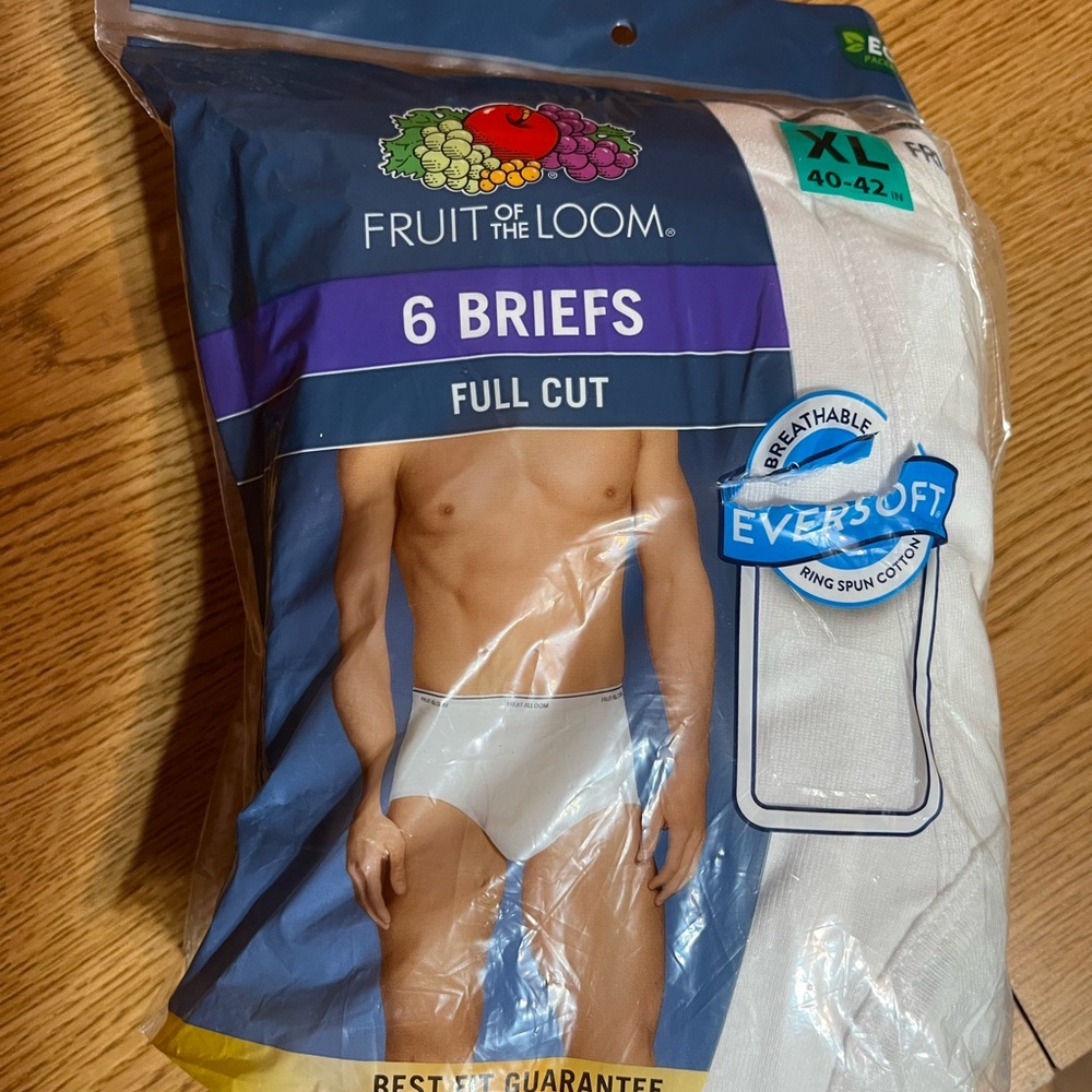 Fruit of the Loom Tag-Free White Briefs XL -NWT